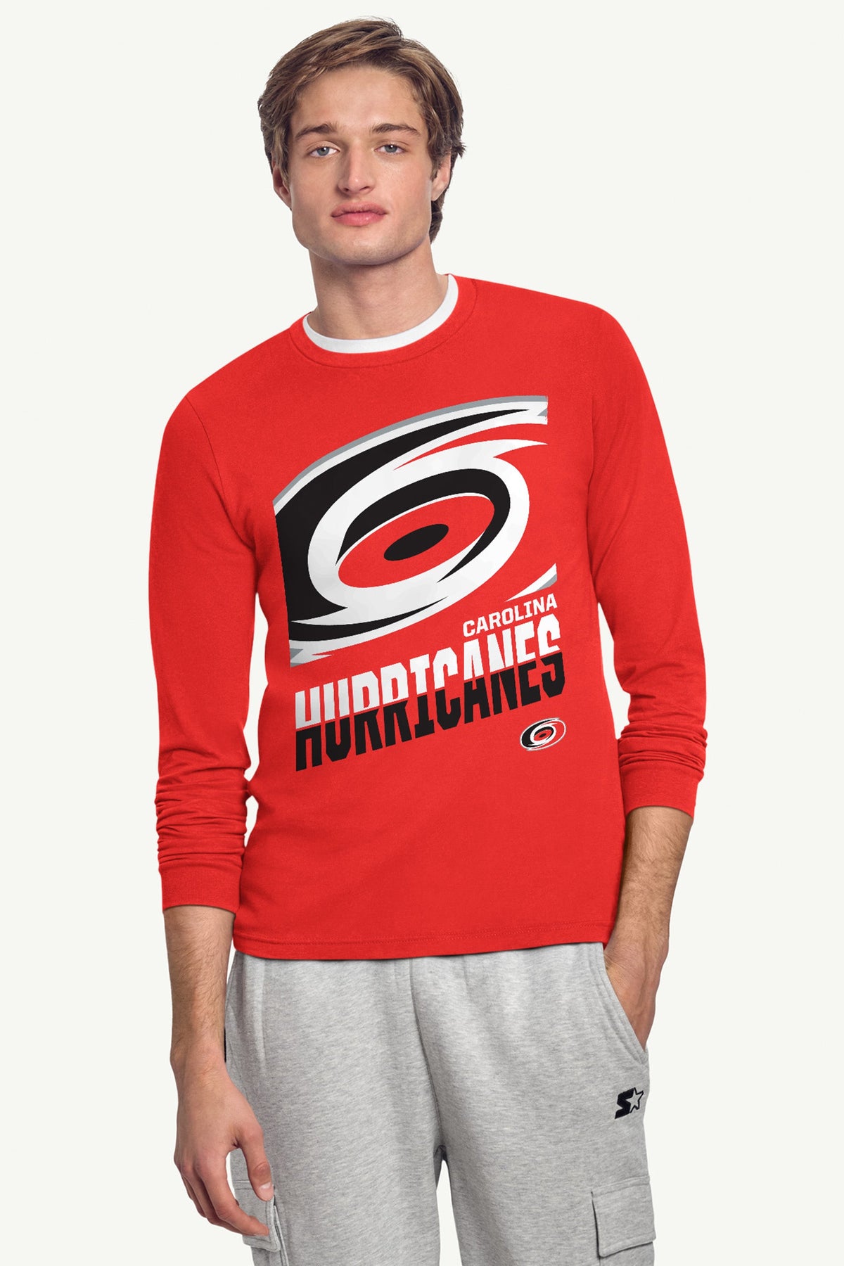 Starter MENS CAROLINA HURRICANES LOGO ZOOM LONG SLEEVE T SHIRT