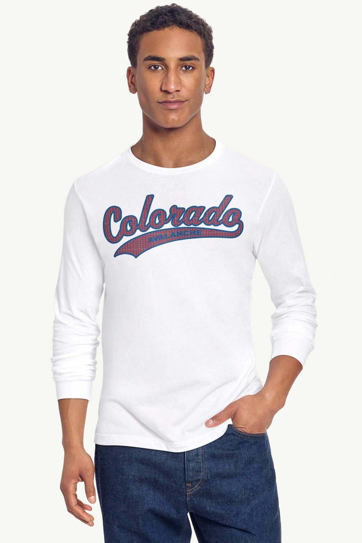Starter MENS COLORADO AVALANCHE TAILSWEEP LONG SLEEVE T SHIRT