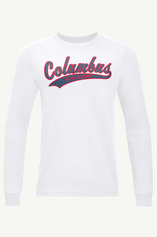 Starter MENS COLUMBUS BLUE JACKETS TAILSWEEP LONG SLEEVE T SHIRT