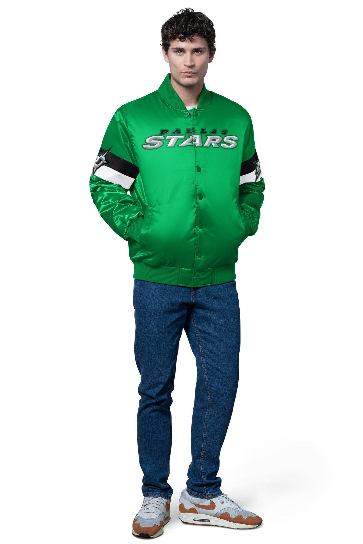 Starter MENS DALLAS STARS TRIPLE OPTION SATIN VARSITY JACKET