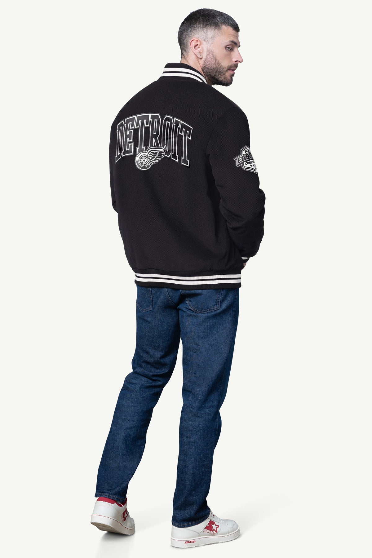 Starter MENS DETROIT RED WINGS BLACKOUT CORDUROY VARSITY JACKET