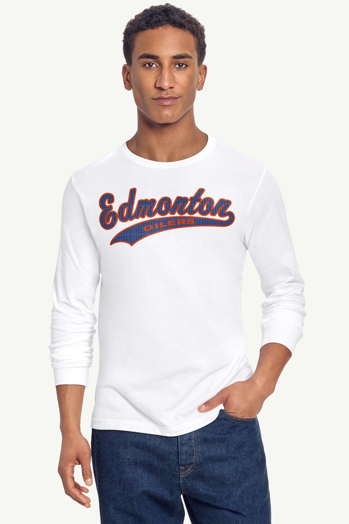 Starter MENS EDMONTON OILERS TAILSWEEP LONG SLEEVE T SHIRT