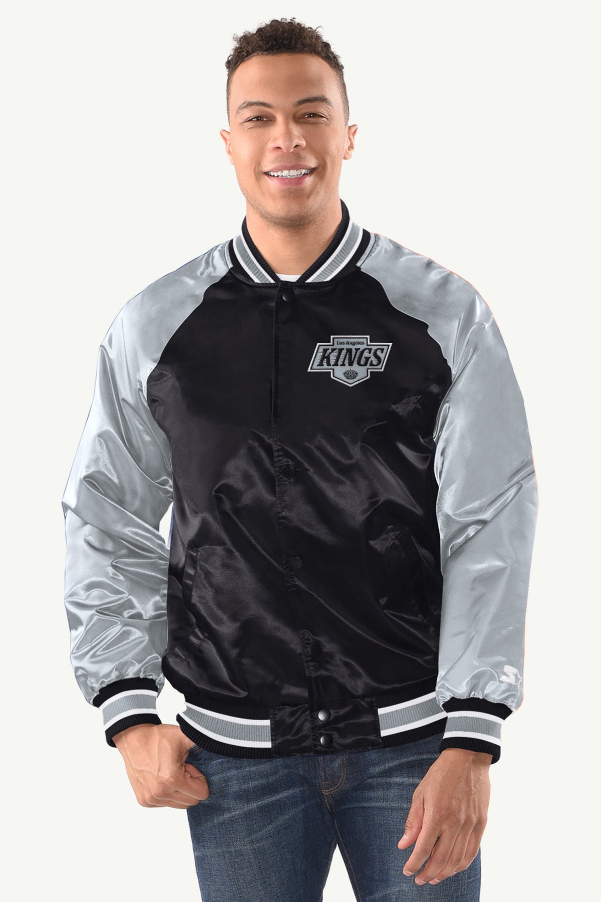 Starter MENS LOS ANGELES KINGS INDUCTEE SATIN VARSITY JACKET