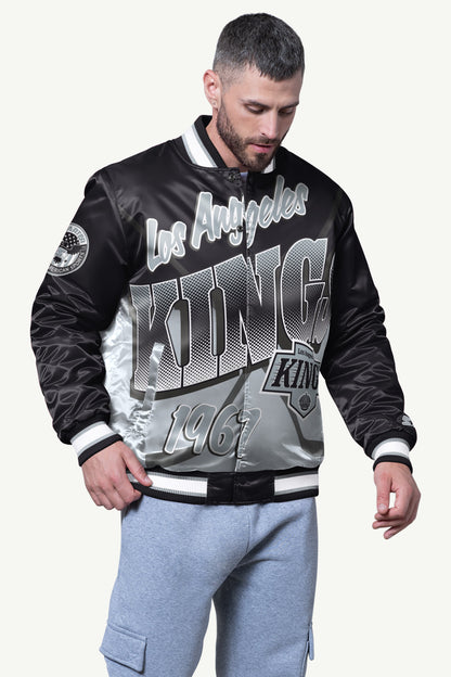 Starter MENS LOS ANGELES KINGS PASS RUSH SATIN VARSITY JACKET