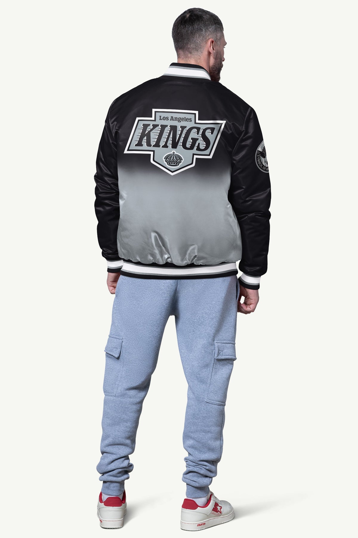 Starter MENS LOS ANGELES KINGS PASS RUSH SATIN VARSITY JACKET