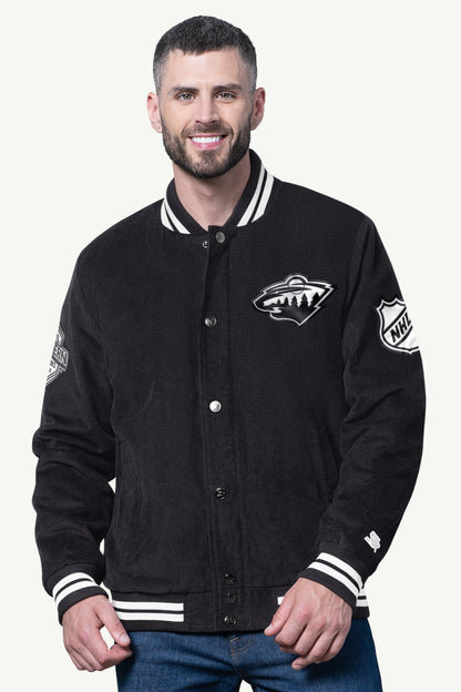 Starter MENS MINNESOTA WILD BLACKOUT CORDUROY VARSITY JACKET