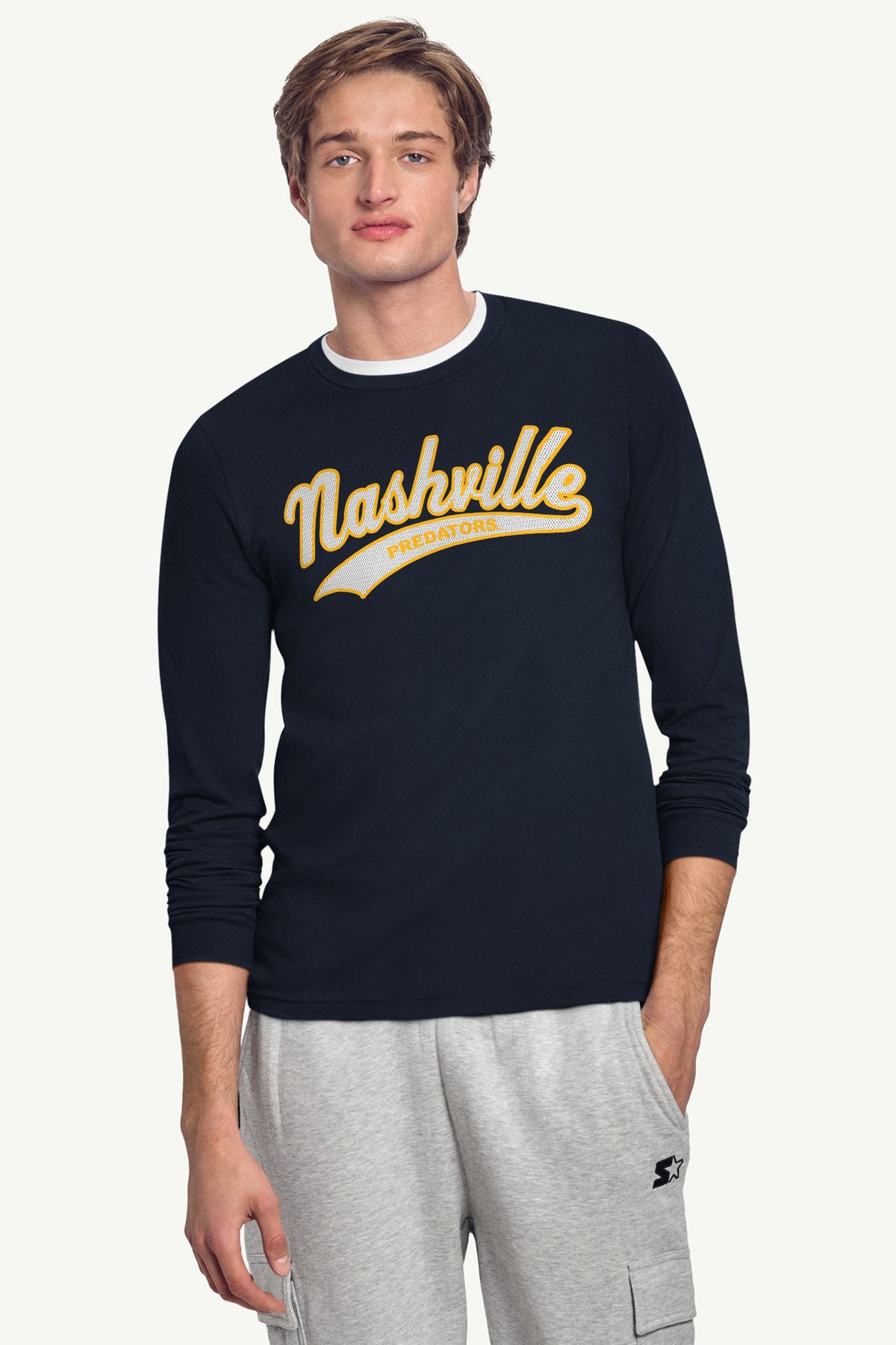 Starter MENS NASHVILLE PREDATORS TAILSWEEP LONG SLEEVE T SHIRT