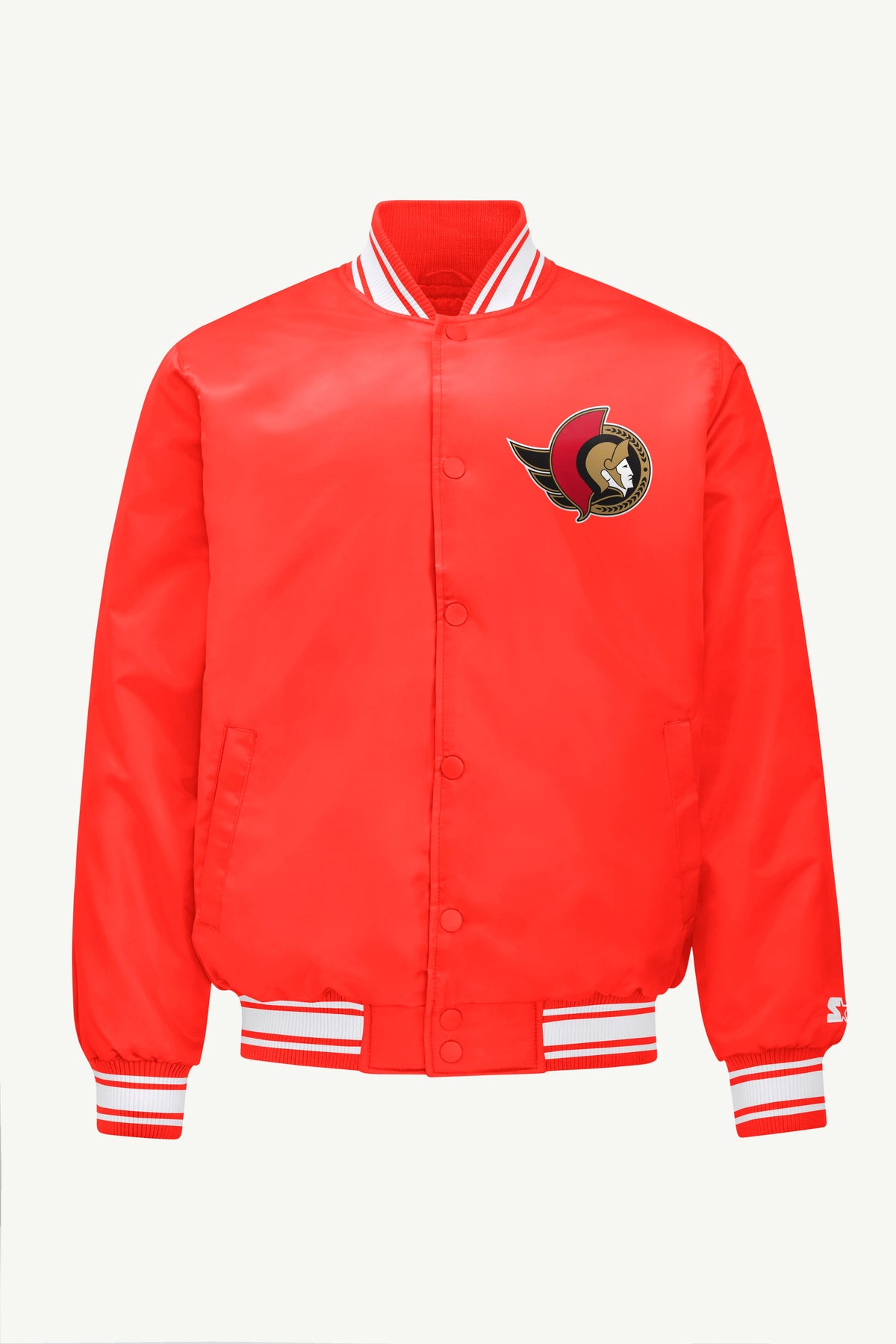 Starter MENS OTTAWA SENATORS PRINTED GRAPHIC TRIANGLE SATIN VARSITY JACKET