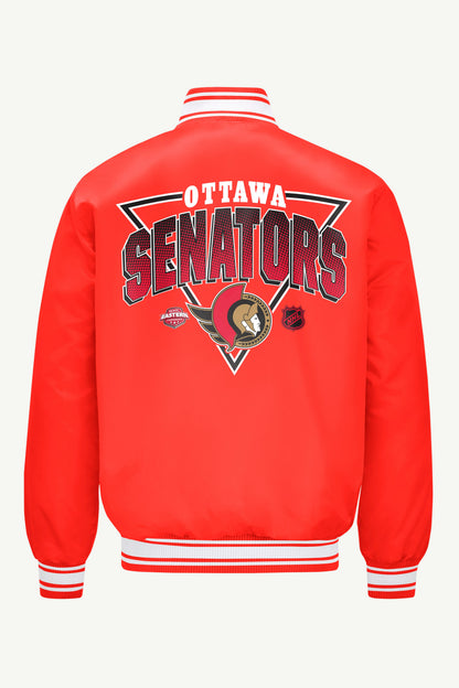 Starter MENS OTTAWA SENATORS PRINTED GRAPHIC TRIANGLE SATIN VARSITY JACKET