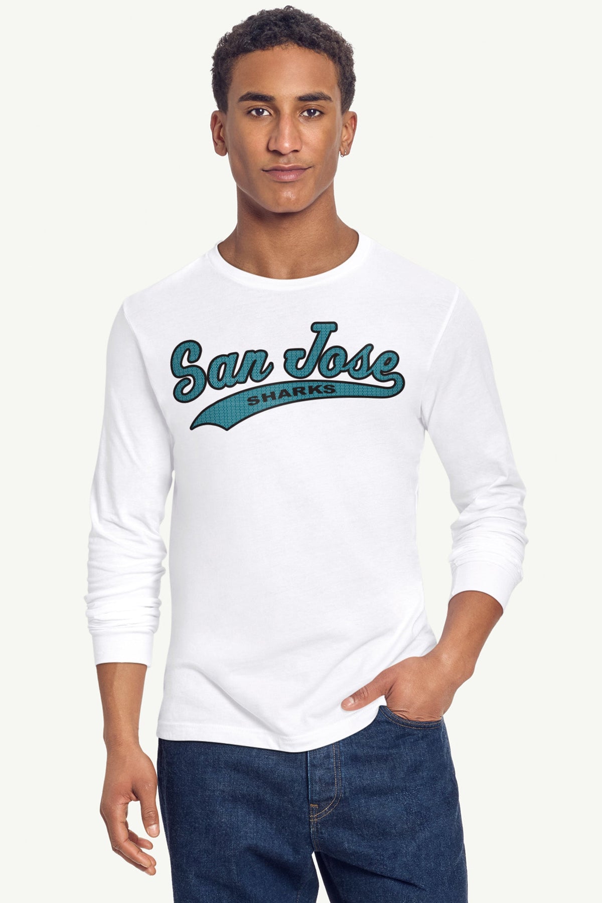 Starter MENS SAN JOSE SHARKS TAILSWEEP LONG SLEEVE T SHIRT