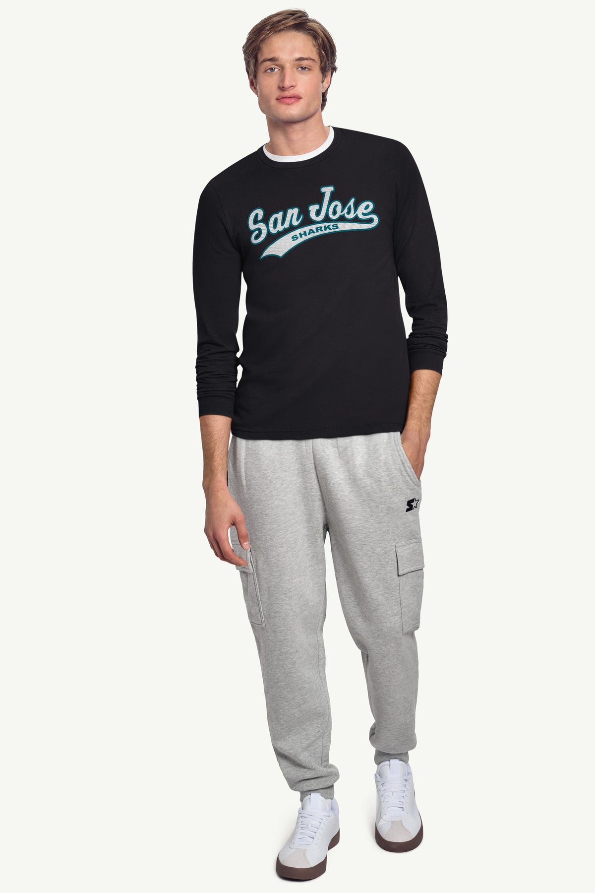 Starter MENS SAN JOSE SHARKS TAILSWEEP LONG SLEEVE T SHIRT