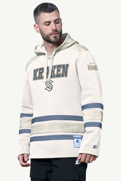 Starter MENS SEATTLE KRAKEN SLAP SHOT HOODED HOCKEY PULLOVER