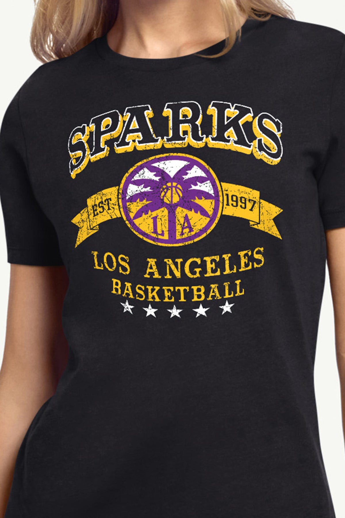 Starter WOMENS WNBA LOS ANGELES SPARKS BLEACHERS & BANNER T SHIRT