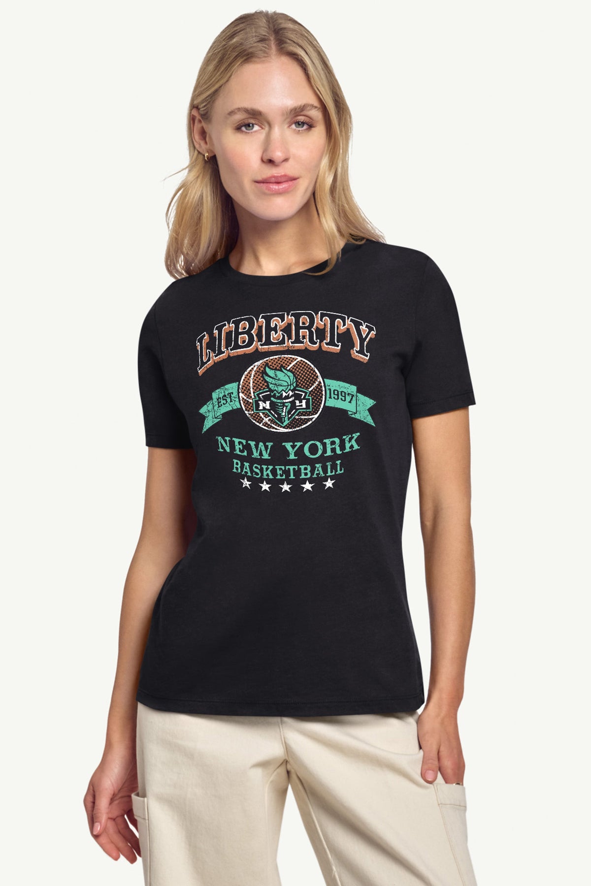 Starter WOMENS WNBA NEW YOR LIBERTY BLEACHERS & BANNER T SHIRT
