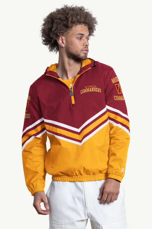 Starter MENS WASHINGTON COMMANDERS  FAIR PLAY HALF ZIP HOODED PULLOVER