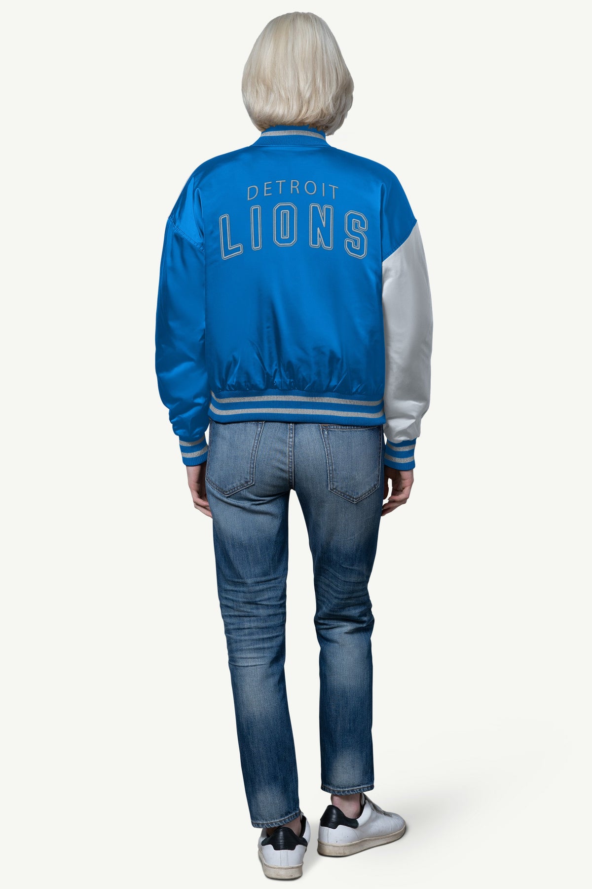 Starter WOMENS DETROIT LIONS OFFSIDE SATIN VARSITY JACKET