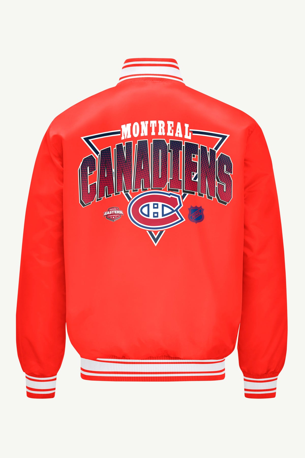 Starter MENS MONTREAL CANADIENS PRINTED GRAPHIC TRIANGLE SATIN VARSITY JACKET