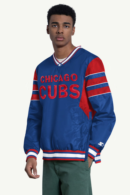 Starter MENS CHICAGO CUBS ENFORCER V-NECK PULLOVER JACKET