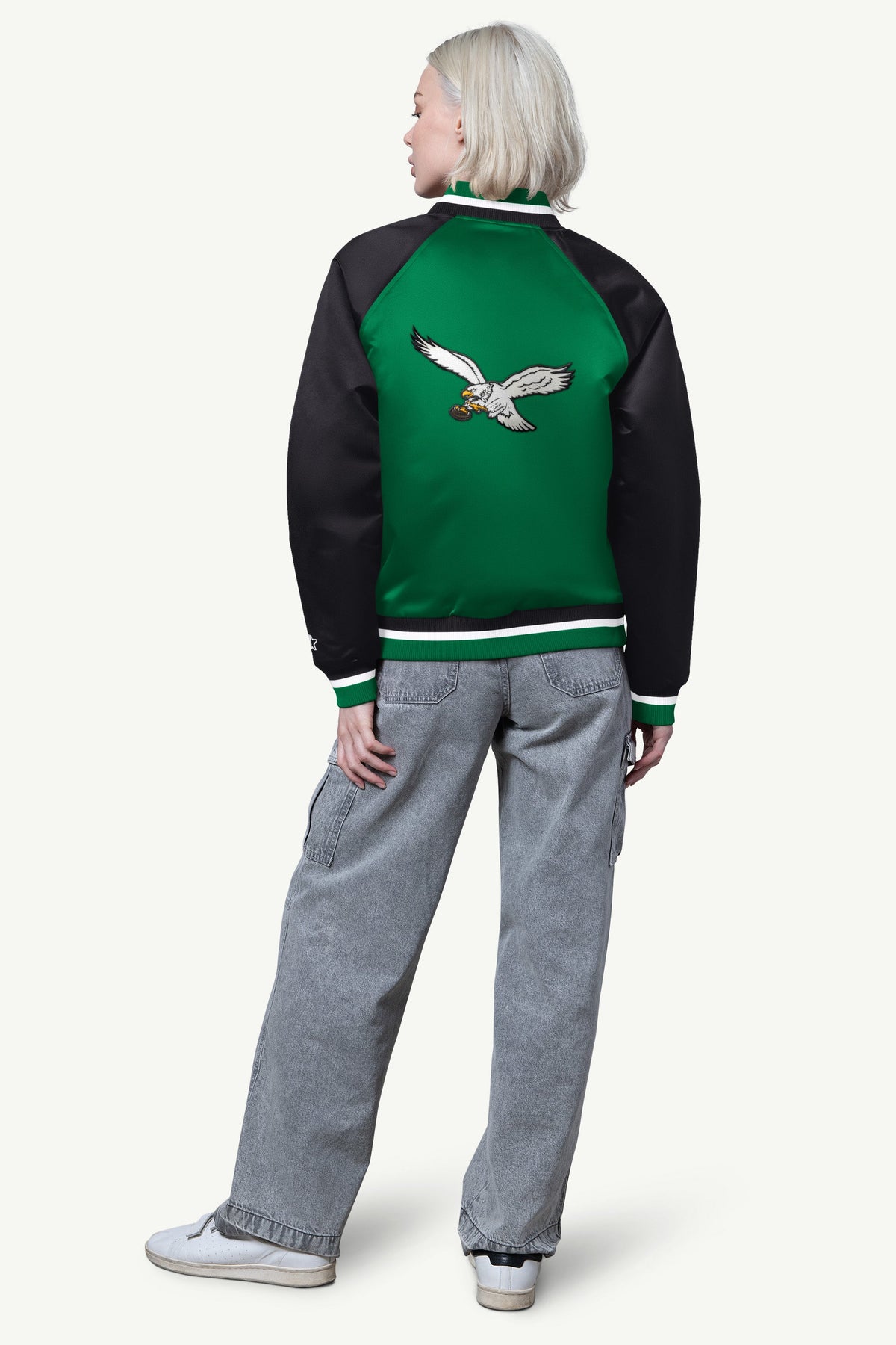 Starter WOMENS PHILADELPHIA EAGLES FINAL SCORE SATIN VARSITY JACKET