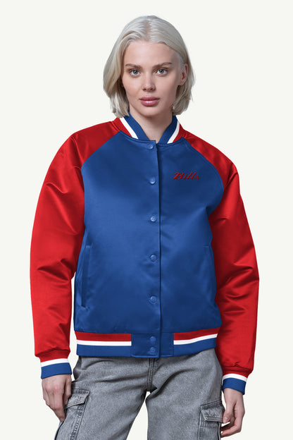 Starter WOMENS BUFFALO BILLS FINAL SCORE SATIN VARSITY JACKET