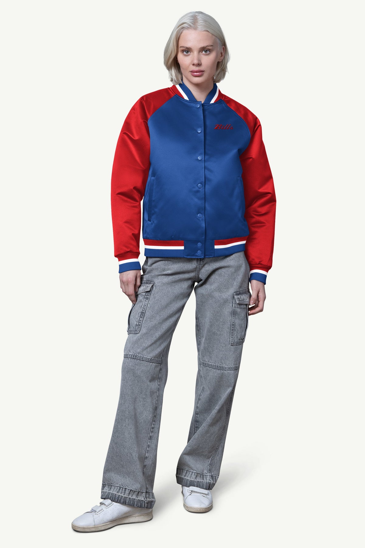 Starter WOMENS BUFFALO BILLS FINAL SCORE SATIN VARSITY JACKET