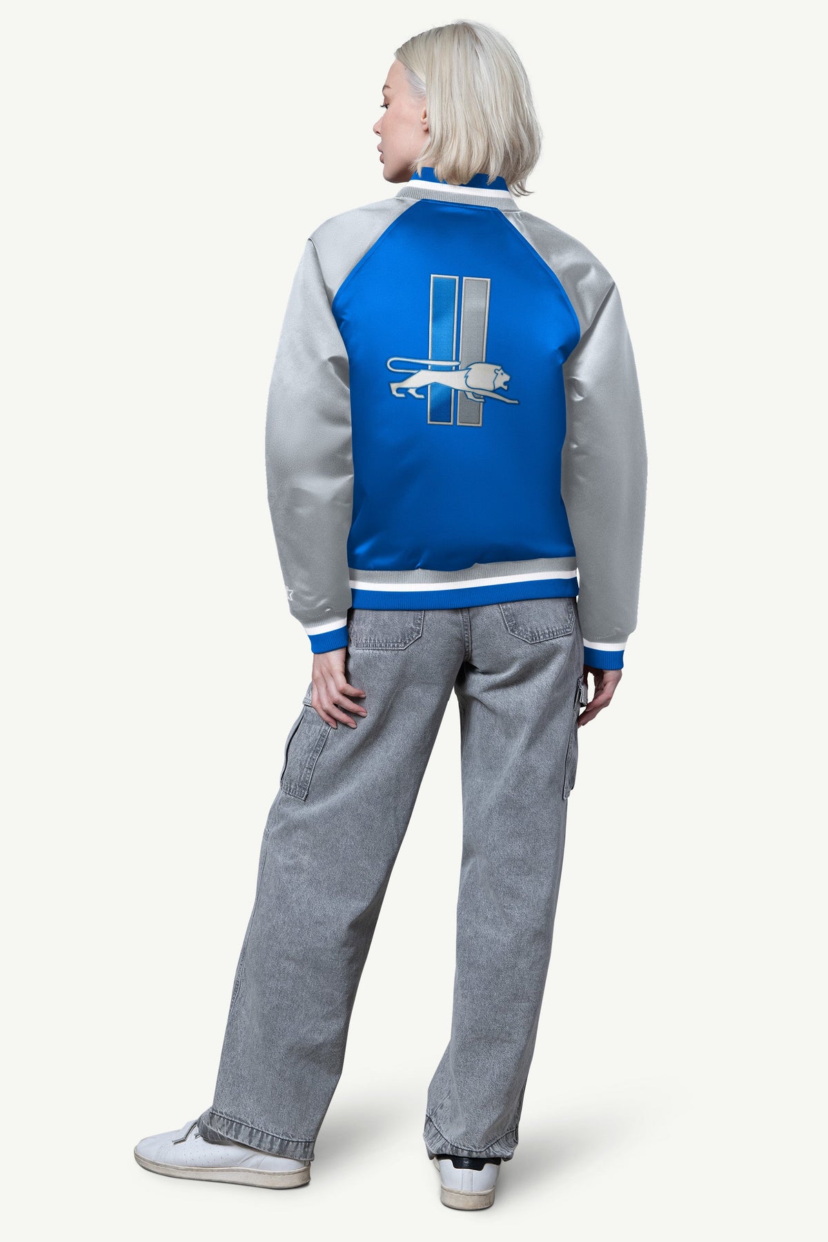Starter WOMENS DETROIT LIONS FINAL SCORE SATIN VARSITY JACKET