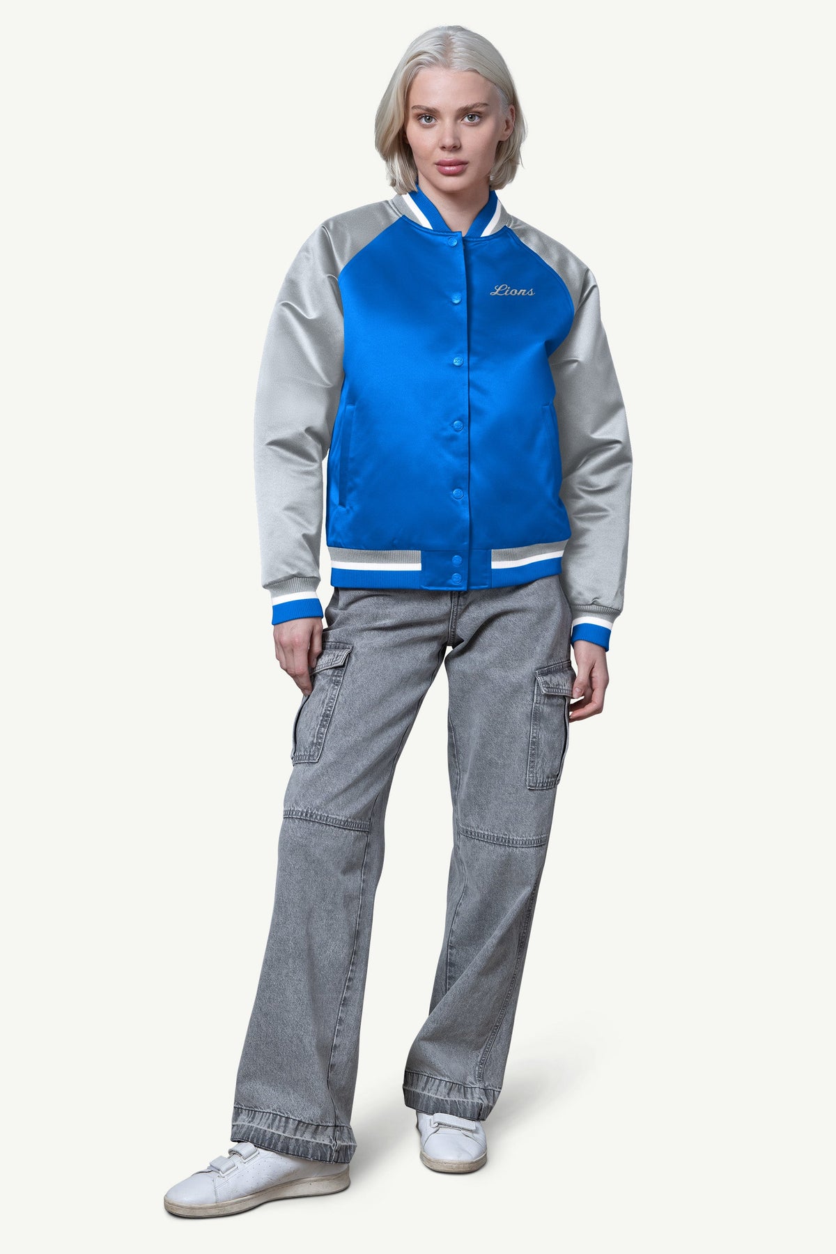 Starter WOMENS DETROIT LIONS FINAL SCORE SATIN VARSITY JACKET
