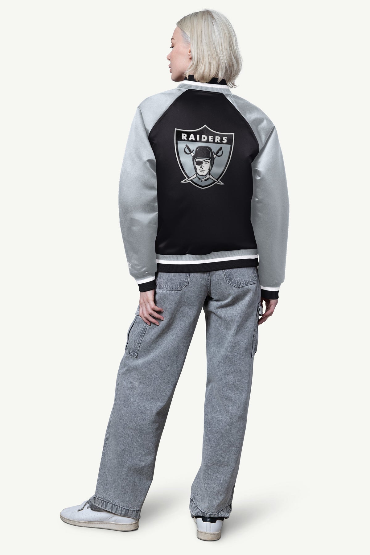 Starter WOMENS LAS VEGAS RAIDERS FINAL SCORE SATIN VARSITY JACKET