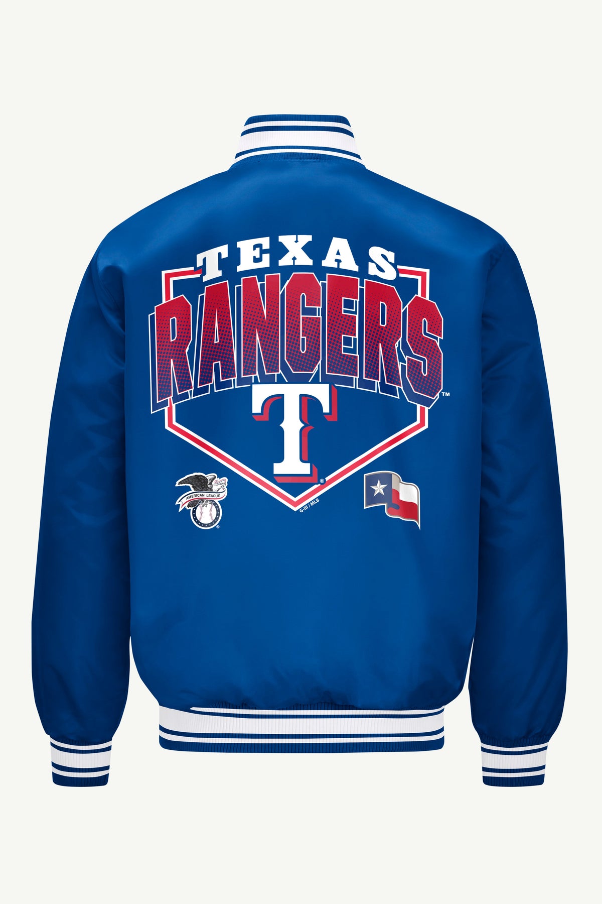 Starter MENS TEXAS RANGERS HOMEPLATE SATIN VARSITY JACKET