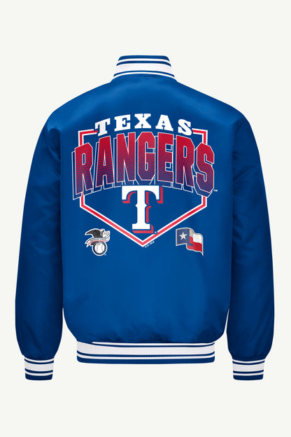 Starter MENS TEXAS RANGERS HOMEPLATE SATIN VARSITY JACKET