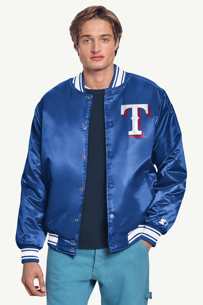 Starter MENS TEXAS RANGERS HOMEPLATE SATIN VARSITY JACKET