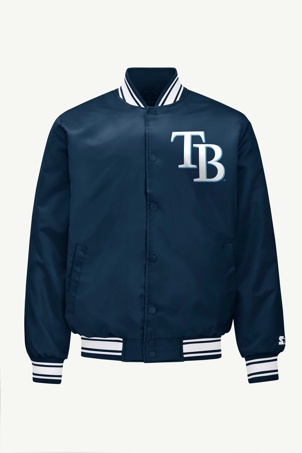 Starter MENS TAMPA BAY RAYS PRINTED HOMEPLATE SATIN VARSITY JACKET