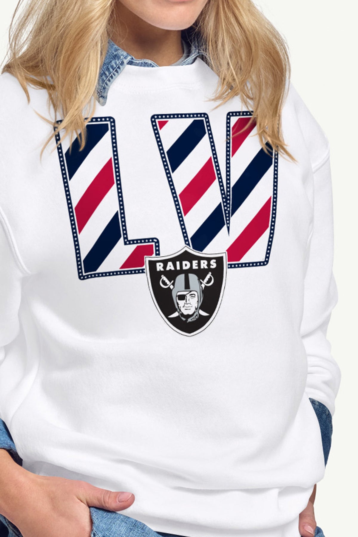 Starter WOMENS LAS VEGAS RAIDERS STARS AND STRIPES SWEATSHIRT