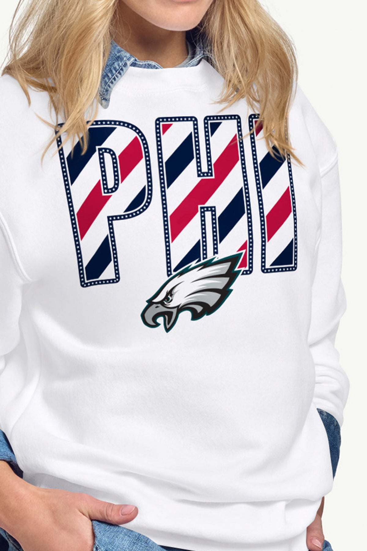 Starter WOMENS PHILADELPHIA EAGLES STARS AND STRIPES SWEATSHIRT
