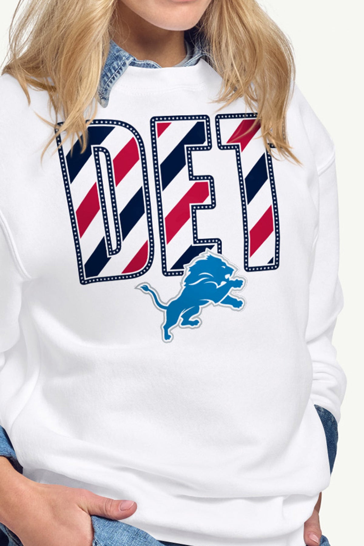 Starter WOMENS DETROIT LIONS STARS AND STRIPES SWEATSHIRT
