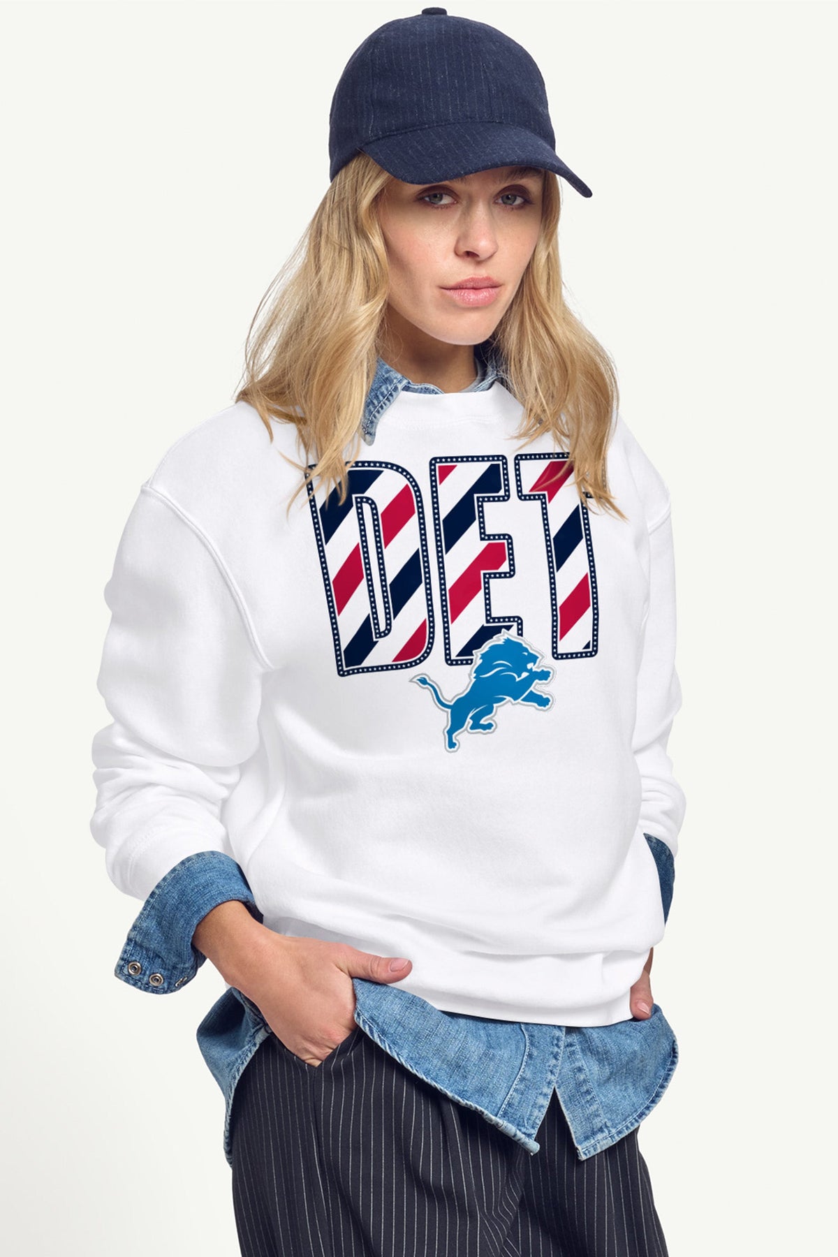 Starter WOMENS DETROIT LIONS STARS AND STRIPES SWEATSHIRT