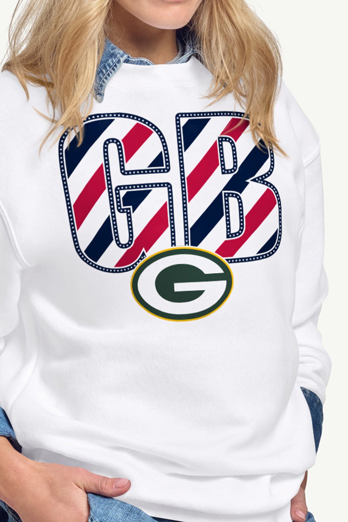 Starter WOMENS GREEN BAY PACKERS STARS AND STRIPES SWEATSHIRT