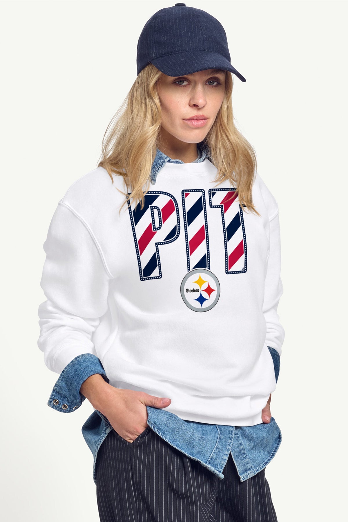 Starter WOMENS PITTSBURGH STEELERS STARS AND STRIPES SWEATSHIRT
