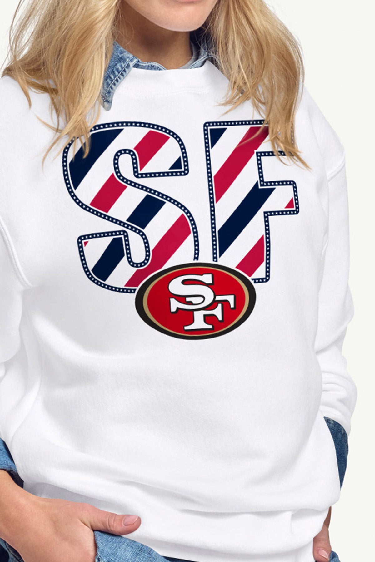 Starter WOMENS SAN FRANCISCO 49ERS STARS AND STRIPES SWEATSHIRT