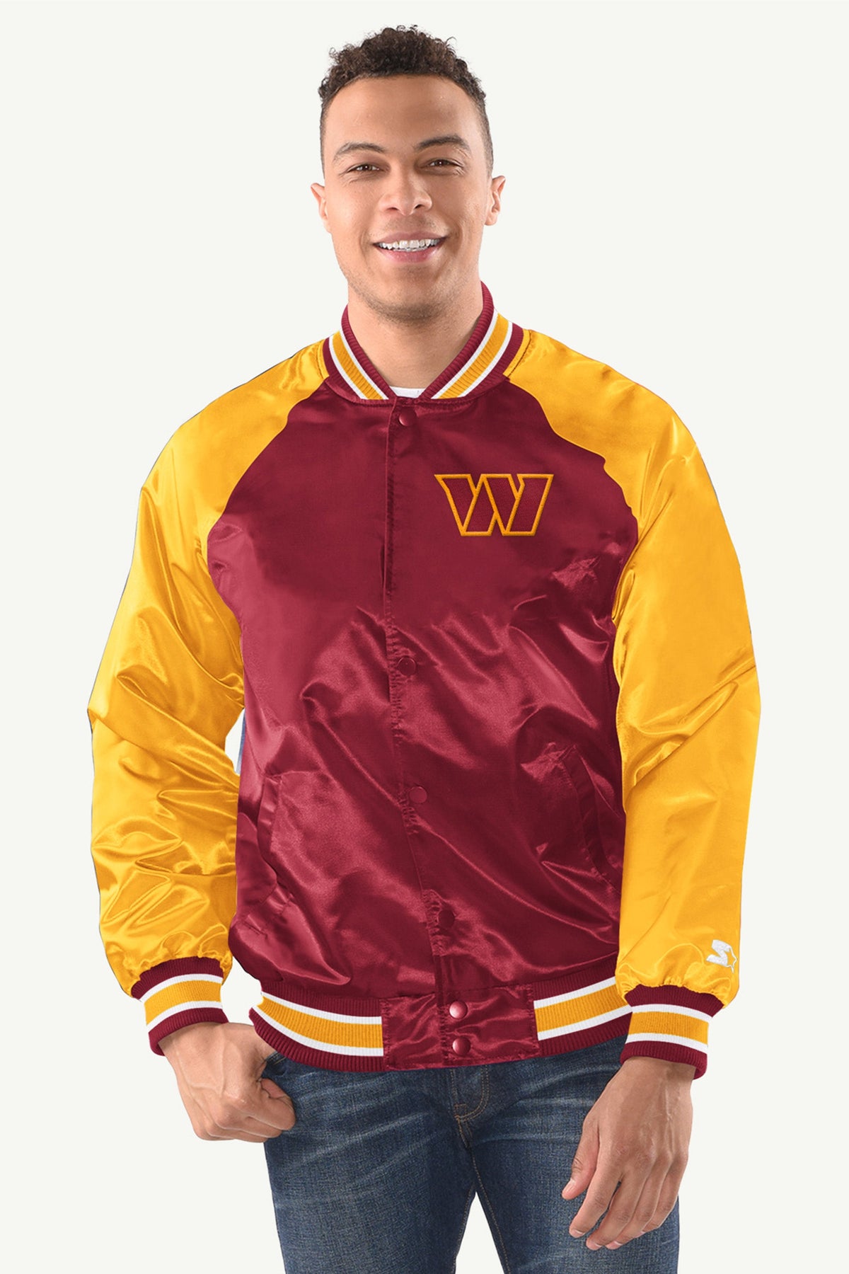 Starter MENS WASHINGTON COMMANDERS INDUCTEE SATIN VARSITY JACKET