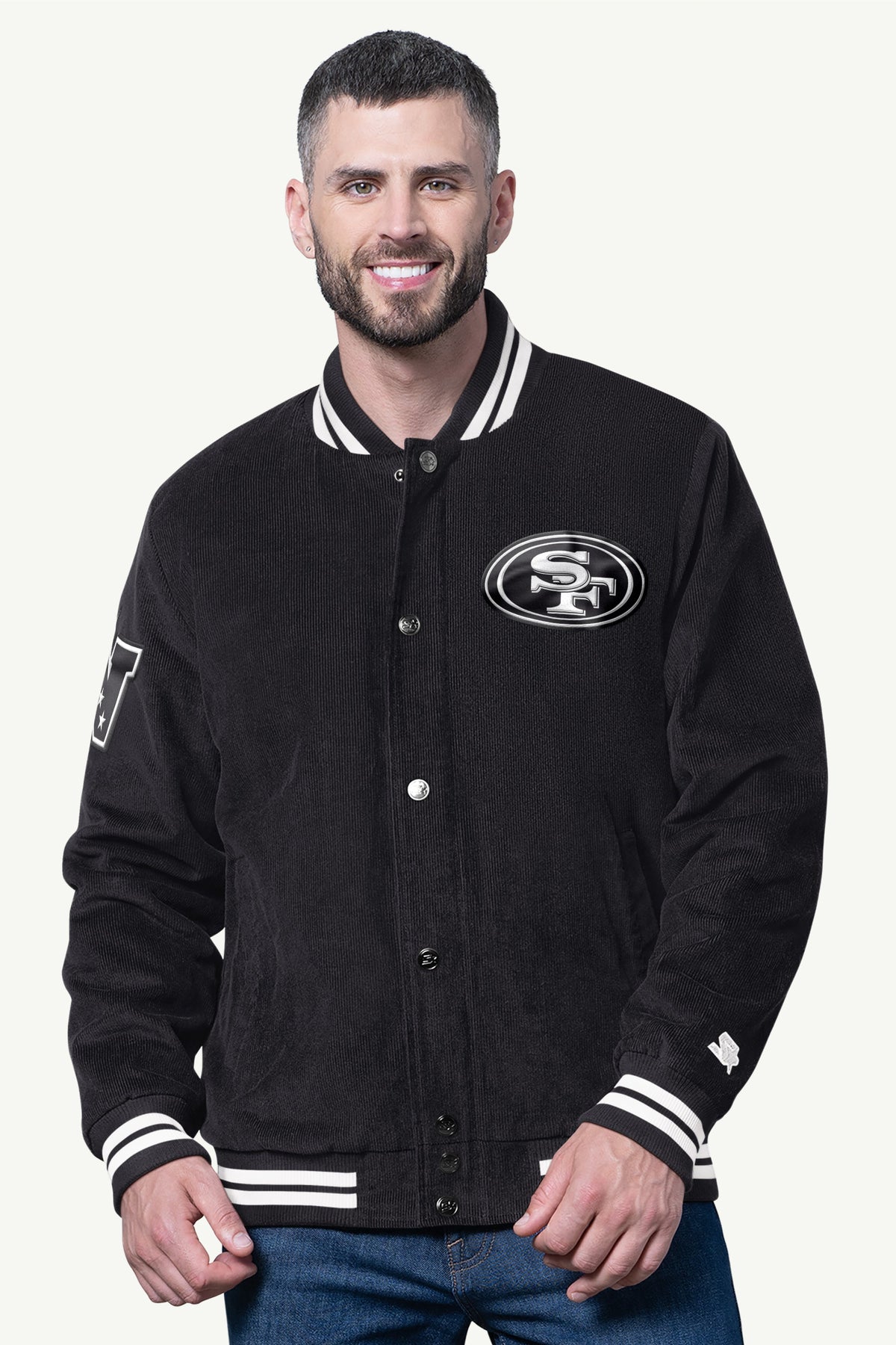 Starter MENS SAN FRANCISCO 49ERS BLACKOUT CORDUROY VARSITY JACKET
