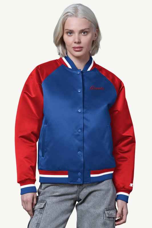 Starter WOMENS NEW YORK GIANTS FINAL SCORE SATIN VARSITY JACKET