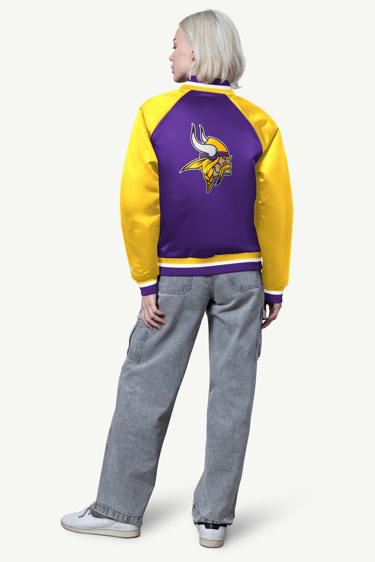 Starter WOMENS MINNESOTA VIKINGS FINAL SCORE SATIN VARSITY JACKET