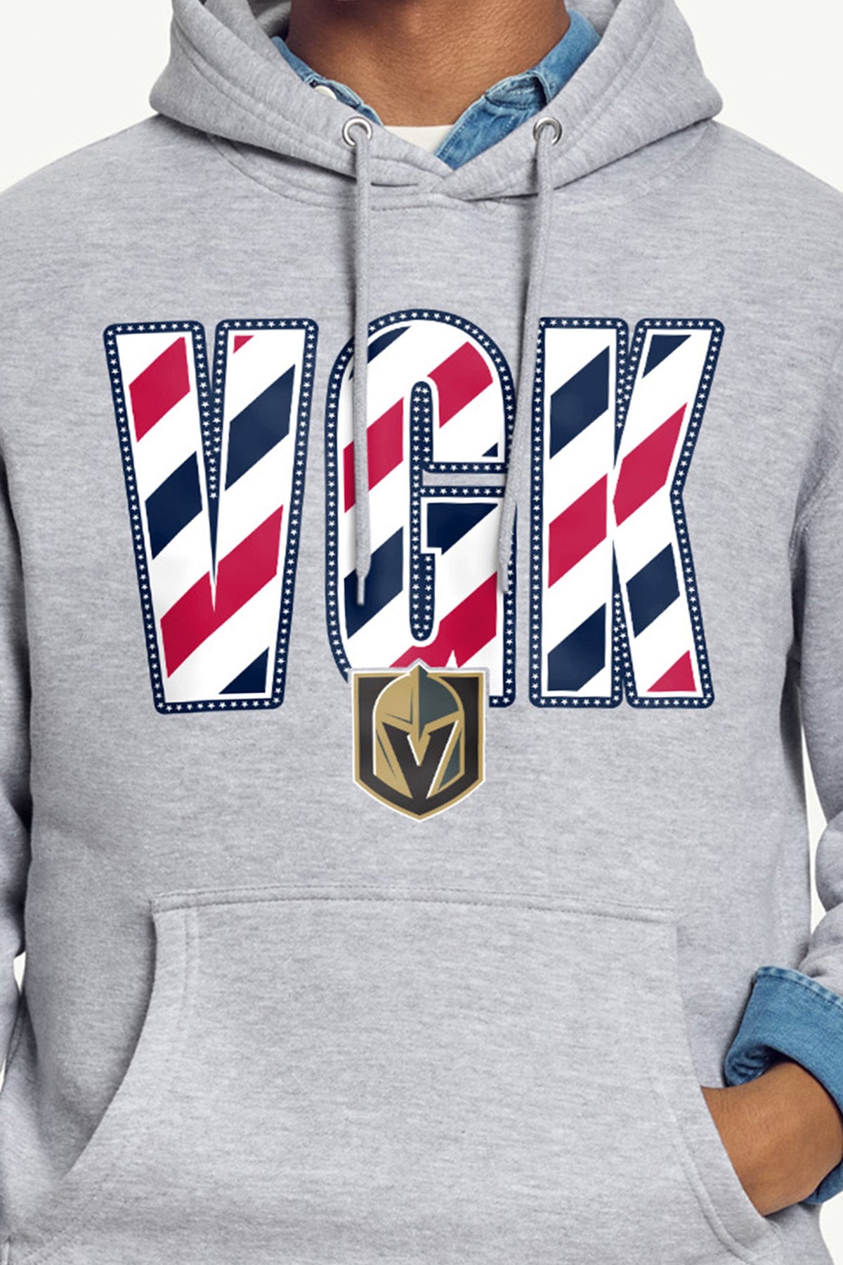 Starter MENS VEGAS GOLDEN KNIGHTS STARS AND STRIPES HOODIE