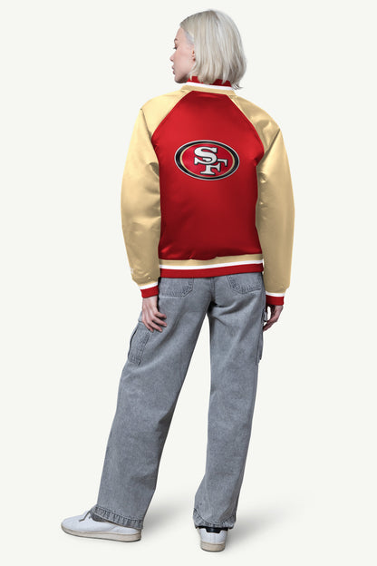 Starter WOMENS SAN FRANCISCO 49ERS FINAL SCORE SATIN VARSITY JACKET
