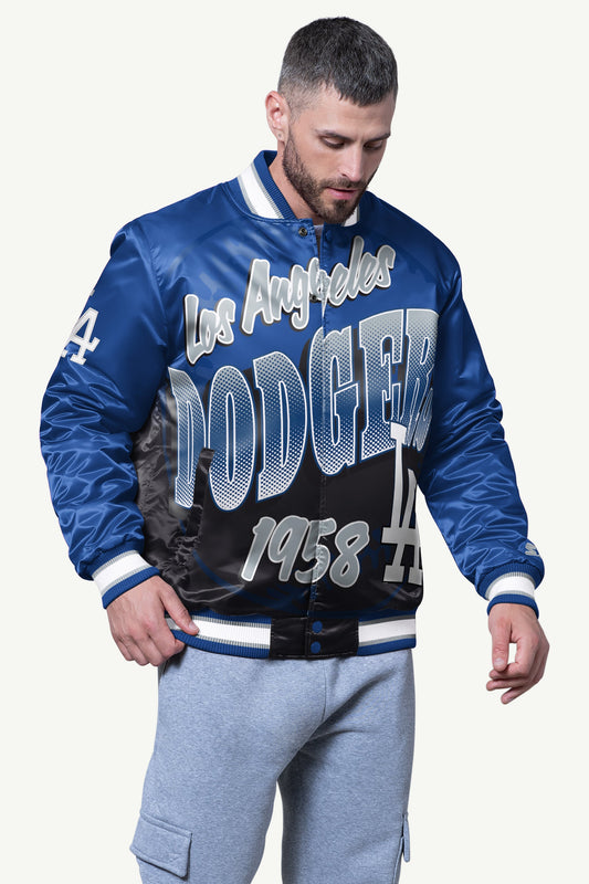 Starter MENS LOS ANGELES DODGERS PASS RUSH SATIN VARSITY JACKET