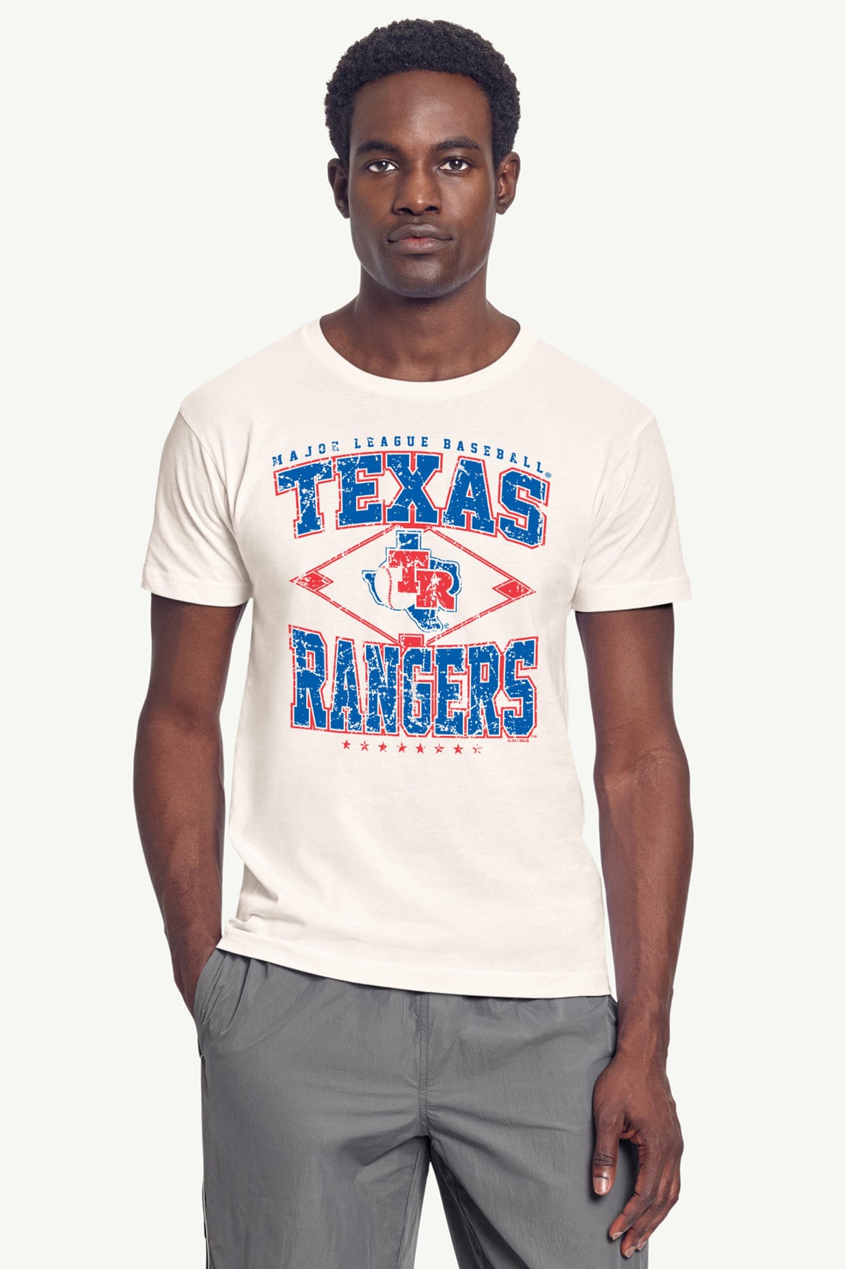 Starter MENS TEXAS RANGERS DISTRESSED COOPERSTOWN DIAMOND SHORT SLEEVE T SHIRT