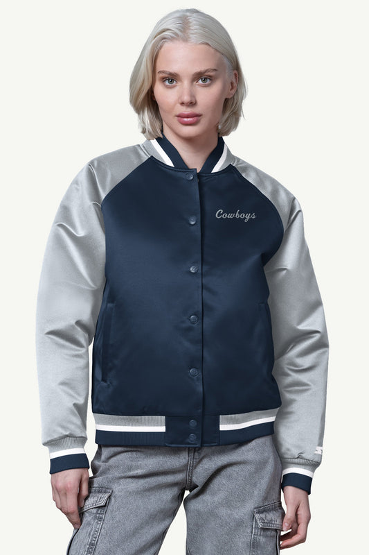 Starter WOMENS DALLAS COWBOYS FINAL SCORE SATIN VARSITY JACKET
