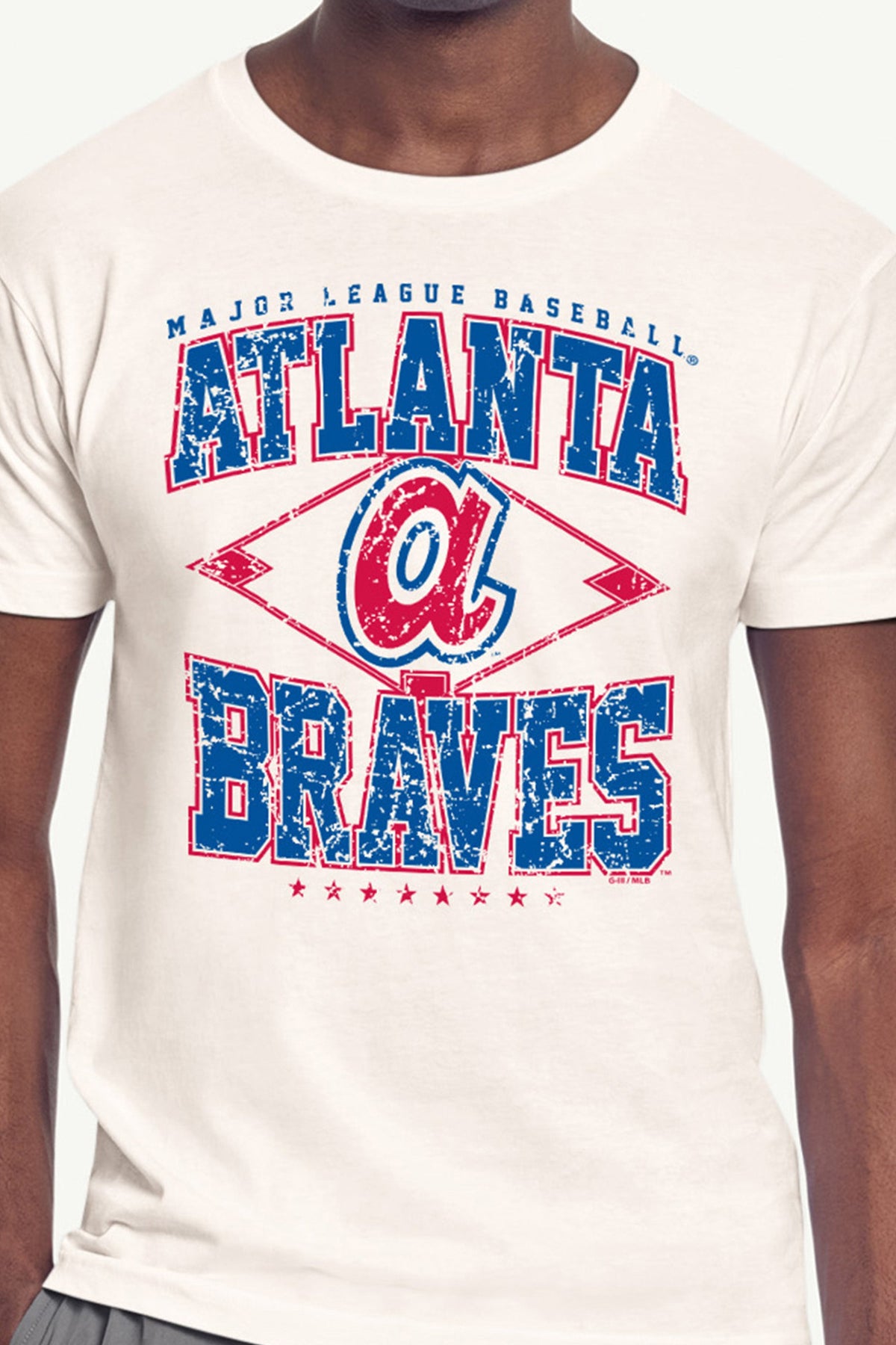 Starter MENS ATLANTA BRAVES DISTRESSED COOPERSTOWN DIAMOND SHORT SLEEVE T SHIRT