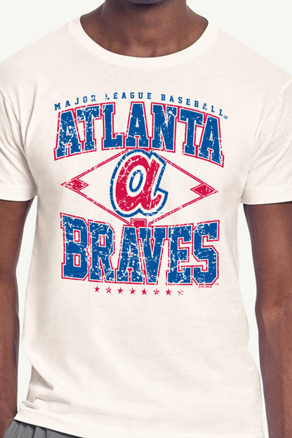 Starter MENS ATLANTA BRAVES DISTRESSED COOPERSTOWN DIAMOND SHORT SLEEVE T SHIRT